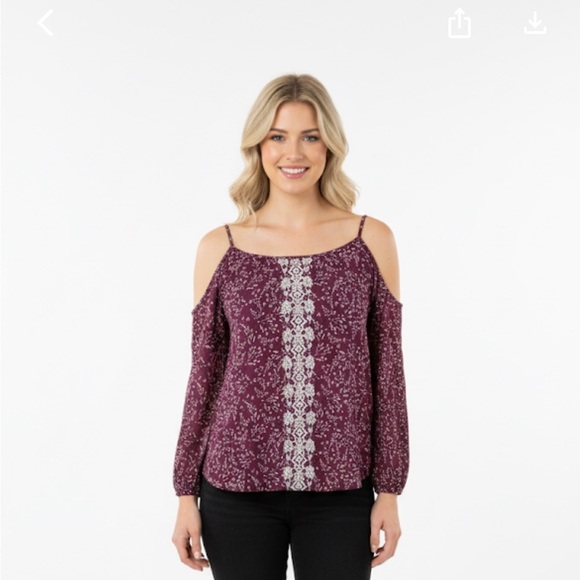 Rewind xsmall purple floral peasant boho blouse - Picture 1 of 5